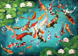 Puzzle Carpes Koi Colorées - 1000 pièces van Eurographics – doos 1 van 2