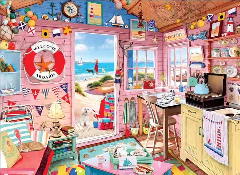Puzzle Chalet à la plage - Ray Powers - 1000 pièces van Eurographics – doos