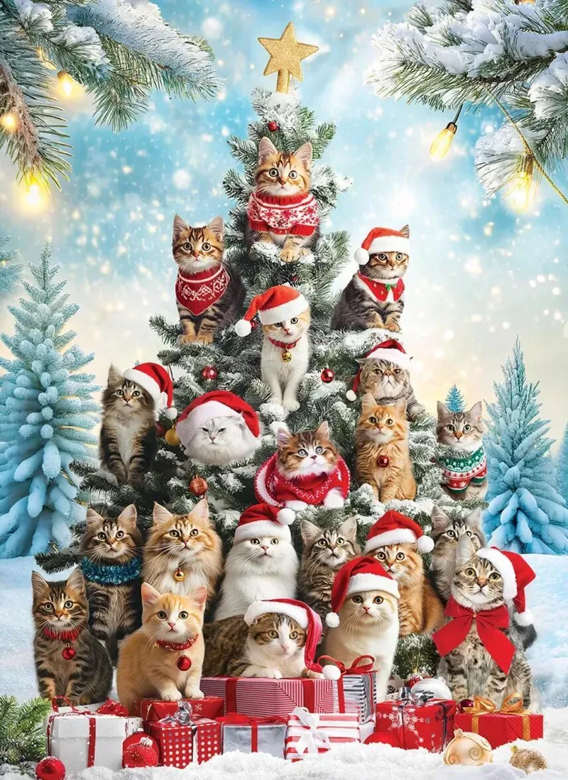 Puzzle Christmas Tree Cats - 1000 pièces de Eurographics – boîte