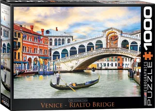 Rialtobrug in Venetië - 1000 stukjes 68×48cm (b×h) - Legpuzzel van Eurographics, editie Meerkleurig – doos 1 van 2