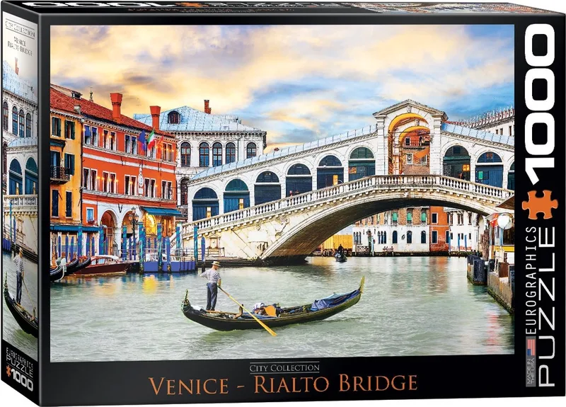 Rialtobrug in Venetië - 1000 stukjes 68×48cm (b×h) - Legpuzzel van Eurographics, editie Meerkleurig – doos 1 van 2