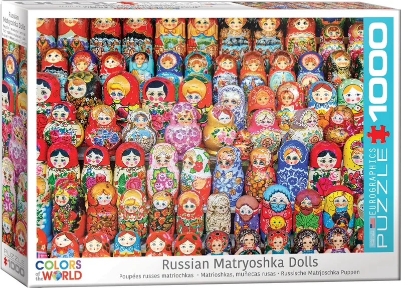 Russische Matroesjka-poppetjes [Russian Matryoshkas Dolls] - 1000 stukjes 68×48cm (b×h) - Legpuzzel de Eurographics, édition Multicolore – boîte 1 sur 2