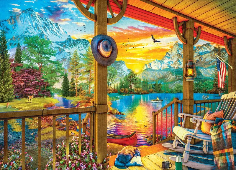 'S Ochtends Vroeg Vissen [Early Morning Fishing] - Dominic Davison - 500 XL stukjes 68×48cm (b×h) - Familie Legpuzzel from Eurographics, Multicolour edition – box