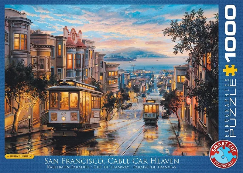 San Francisco Kabelbaanparadijs [San Francisco Cable Car Heaven] - Eugene Lushpin - 1000 stukjes 68×48cm (b×h) - Legpuzzel de Eurographics, édition Multicolore – boîte 1 sur 2