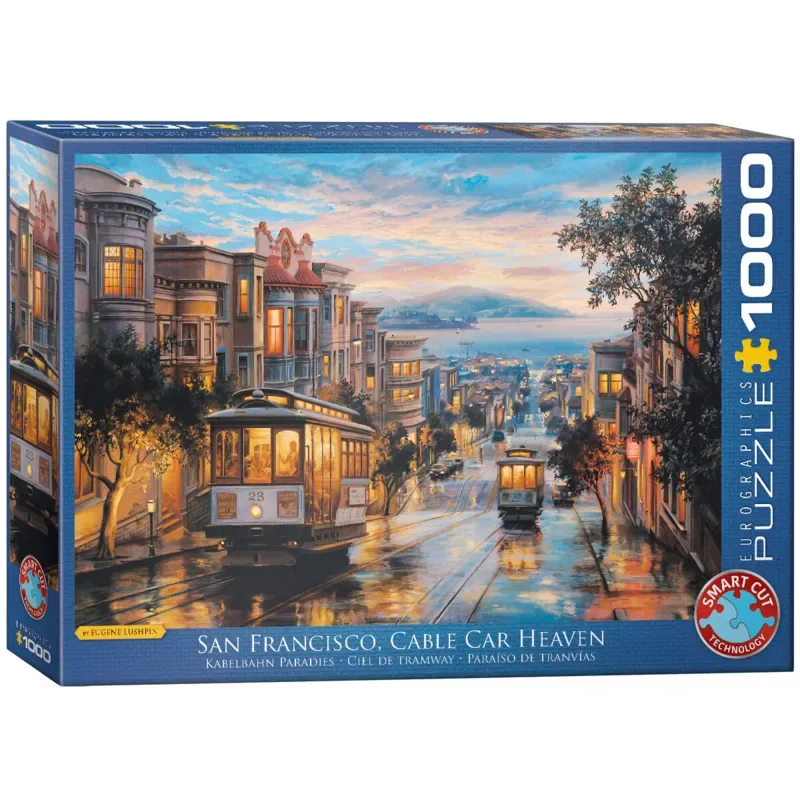 San Francisco Kabelbaanparadijs [San Francisco Cable Car Heaven] - Eugene Lushpin - 1000 stukjes 68×48cm (b×h) - Legpuzzel de Eurographics, édition Multicolore – boîte 2 sur 2