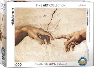Schepping van Adam (detail Sixtijnse Kapel) - Michelangelo di Buonarotti - 1000 stukjes 68×48cm (b×h) - Fine Art Legpuzzel von Eurographics, Ausgabe Mehrfarbig – Schachtel 1 von 2