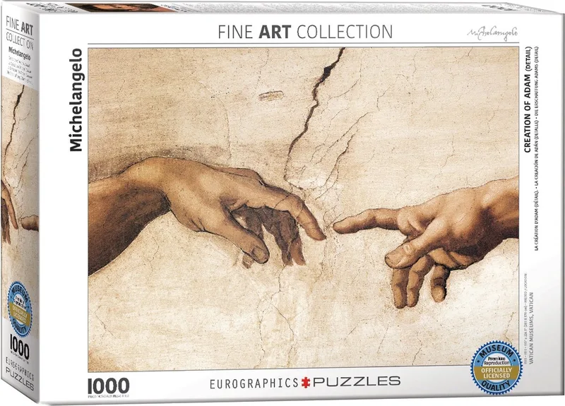 Puzzle Michel Ange : La Création de l'Homme (détail) - 1000 pièces de Eurographics, édition Multicolore – boîte