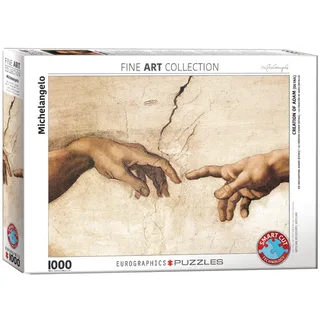 Schepping van Adam (detail Sixtijnse Kapel) - Michelangelo di Buonarotti - 1000 stukjes 68×48cm (b×h) - Fine Art Legpuzzel von Eurographics, Ausgabe Mehrfarbig – Schachtel 2 von 2
