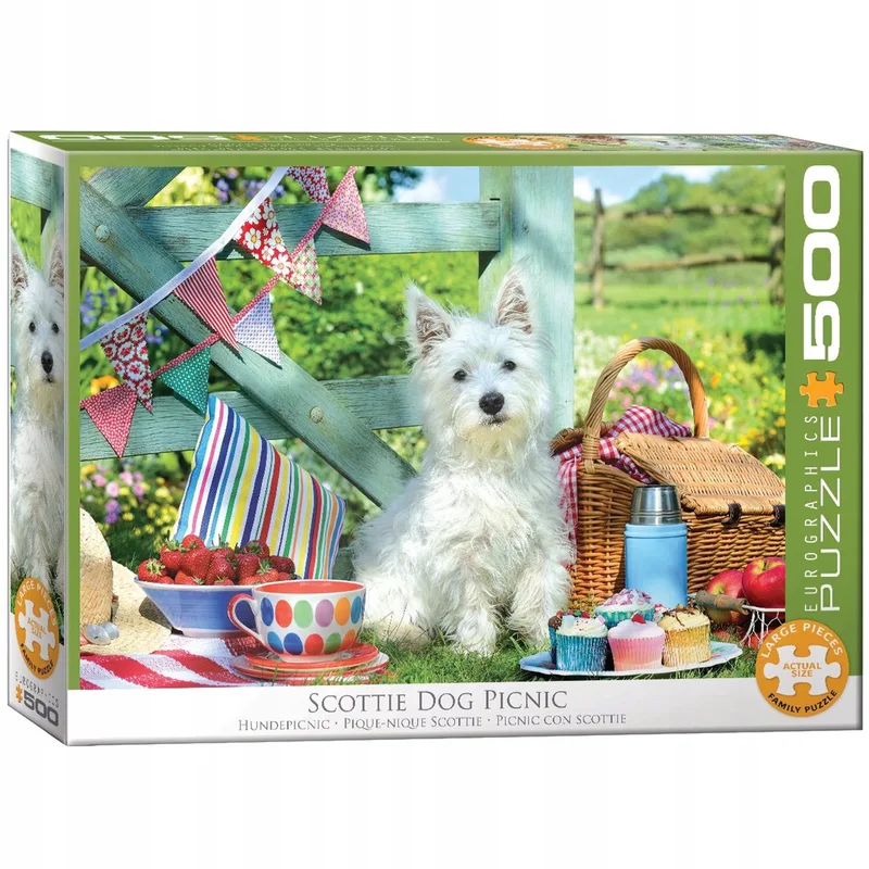 Schottse Terriër Picknick [Scottie Dog Picnic] - 500 stukjes 68×48cm (b×h) - Legpuzzel from Eurographics, Multicolour edition – box