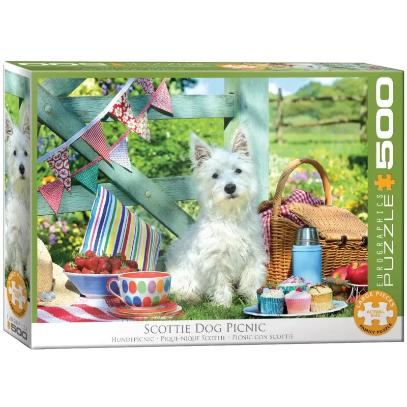 Schottse Terriër Picknick [Scottie Dog Picnic] - 500 stukjes 68×48cm (b×h) - Legpuzzel van Eurographics, editie Meerkleurig – doos 2 van 2
