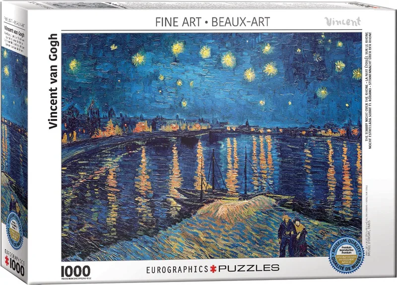 Sterrennacht boven de Rhône - Vincent van Gogh - 1000 stukjes - Fine Art Legpuzzel de Eurographics, édition Multicolore – boîte