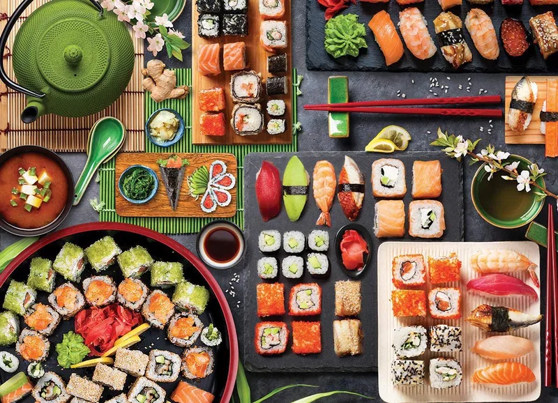 Sushi-tafel [Sushi Table] - 1000 stukjes 68×48cm (b×h) - Legpuzzel de Eurographics, édition Multicolore – boîte