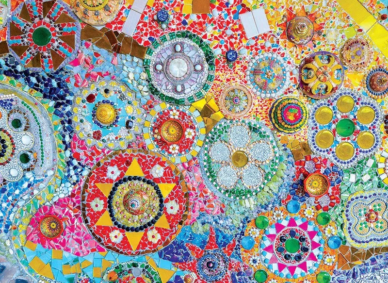 Thailand Mozaïek [Thailand Mosaic] - 1000 stukjes 68×48cm (b×h) - Legpuzzel fra Eurographics, Flerfarvet-udgave – æske
