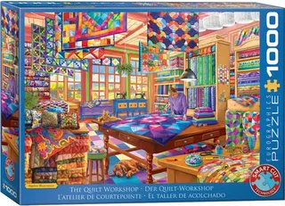 The Quilt Workshop - Bigelow Illustrations - 1000 stukjes 68×48cm (b×h) - Legpuzzel de Eurographics, édition Multicolore – boîte 2 sur 2