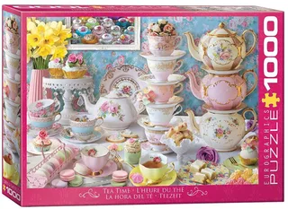 Theetafel [Tea Table] - 1000 stukjes 68×48cm (b×h) - Legpuzzel de Eurographics, édition Multicolore – boîte 1 sur 2