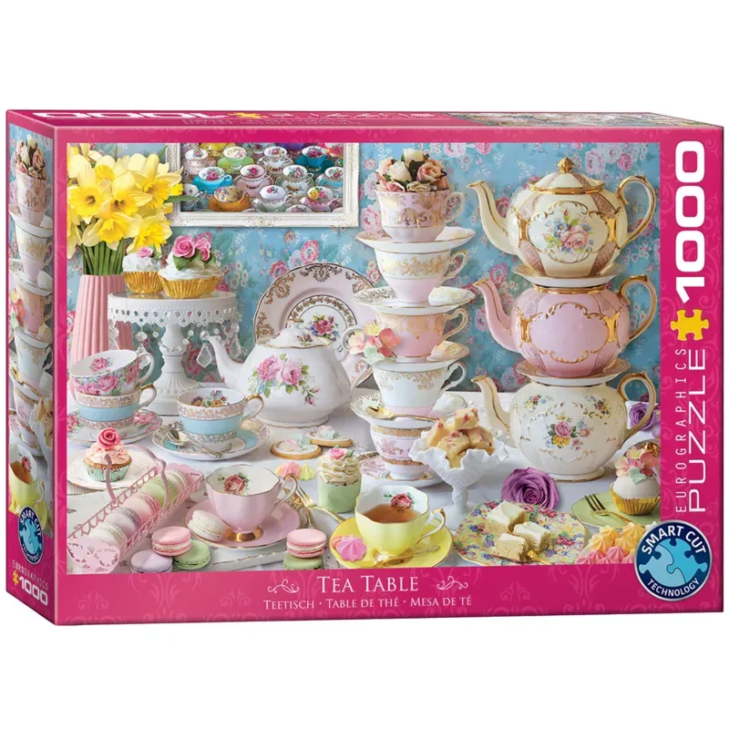 Theetafel [Tea Table] - 1000 stukjes 68×48cm (b×h) - Legpuzzel de Eurographics, édition Multicolore – boîte 2 sur 2