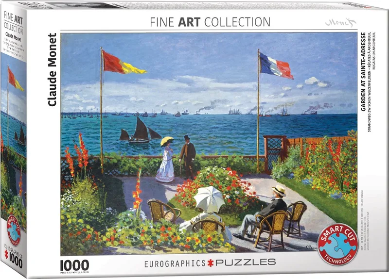 Tuin in Sainte-Adresse [Jardin à Sainte-Adresse] - Claude Monet - 1000 stukjes 68×48cm (b×h) - Fine Art Legpuzzel fra Eurographics, Flerfarvet-udgave – æske