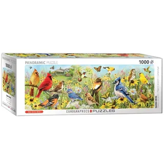 Tuin Vogels [Garden Birds] - Greg Giordano - 1000 stukjes 96×32cm (b×h) - Panorama Legpuzzel fra Eurographics, Flerfarvet-udgave – æske 2 af 2