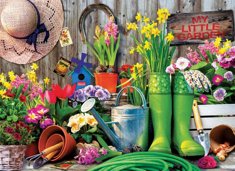 Tuingereedschap [Garden Tools] - 1000 stukjes 68×48cm (b×h) - Legpuzzel fra Eurographics, Flerfarvet-udgave – æske