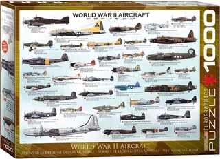 Tweede Wereldoorlog Vliegtuigen [WWII Aircraft] - 1000 stukjes 68×48cm (b×h) - Legpuzzel de Eurographics, édition Multicolore – boîte 1 sur 2