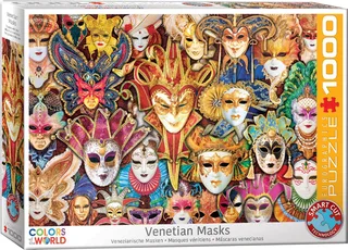 Venetiaanse Maskers [Venetian Masks] - 1000 stukjes 68×48cm (b×h) - Legpuzzel de Eurographics, édition Multi-coloured – boîte 1 sur 2