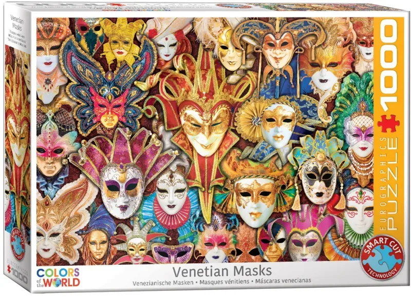 Venetiaanse Maskers [Venetian Masks] - 1000 stukjes 68×48cm (b×h) - Legpuzzel de Eurographics, édition Multi-coloured – boîte 2 sur 2