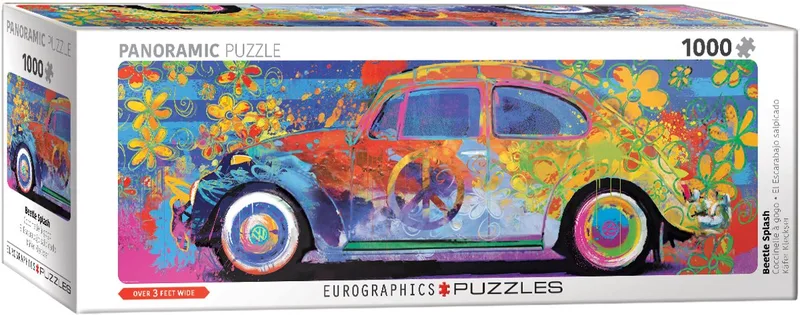 & Volkswagen - Beetle Splash - Parker Greenfield - 1000 stukjes 96×32cm (b×h) - Panorama Legpuzzel van Eurographics, editie Meerkleurig – doos