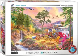 & Volkswagen - Kampeerdersparadijs [Camper's Paradise] - Bigelow Illustrations - 1000 stukjes 68×48cm (b×h) - Legpuzzel van Eurographics, editie Meerkleurig – doos 2 van 2