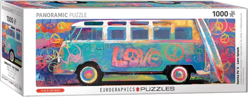 & Volkswagen - Love Bus - Parker Greenfield - 1000 stukjes 96×32cm (b×h) - Panorama Legpuzzel de Eurographics, édition Multicolore – boîte 1 sur 2