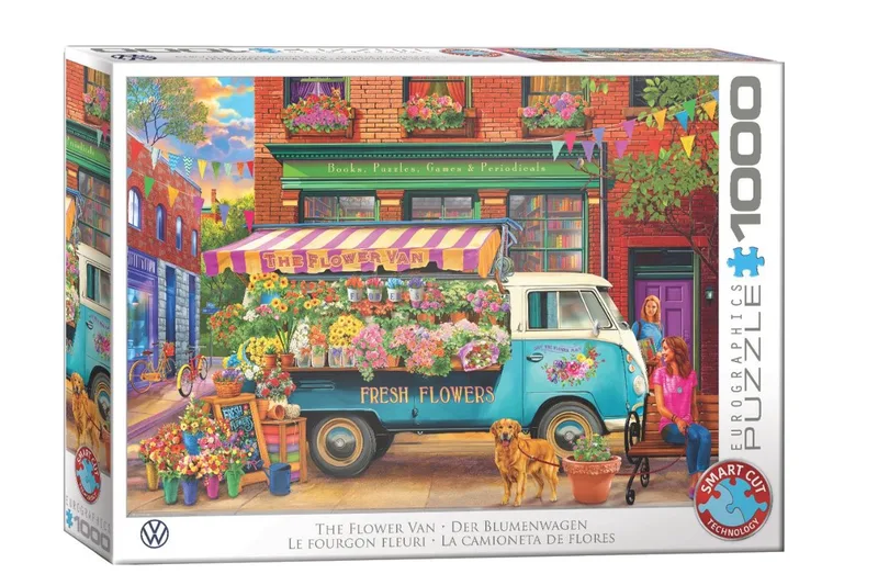 & Volkswagen - The Flower Van - Bigelow Illustrations - 1000 stukjes 68×48cm (b×h) - Legpuzzel van Eurographics, editie Meerkleurig – doos 1 van 2
