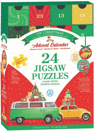 & Volkswagen - VW Christmas Advent Calendar - 24x50 stukjes 12,7×12,7cm (b×h) - Legpuzzel von Eurographics, Ausgabe Mehrfarbig – Schachtel 1 von 2