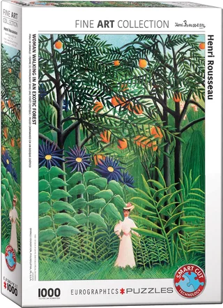 Vrouw in een exotisch woud [Femme dans une foraêt exotique] - Henri Rousseau - 1000 stukjes 48×68cm (b×h) - Fine Art Legpuzzel de Eurographics, édition Multicolore – boîte 1 sur 2