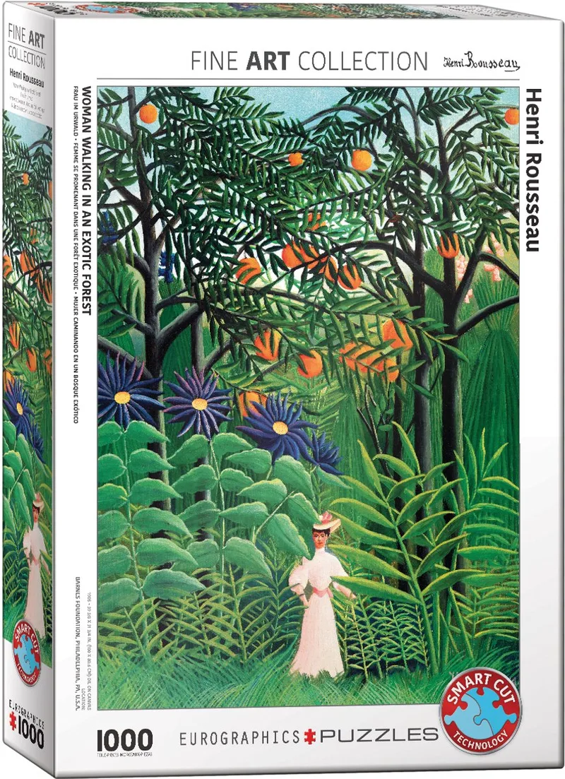Vrouw in een exotisch woud [Femme dans une foraêt exotique] - Henri Rousseau - 1000 stukjes 48×68cm (b×h) - Fine Art Legpuzzel de Eurographics, édition Multicolore – boîte 1 sur 2