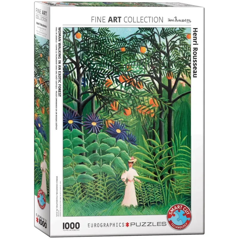 Vrouw in een exotisch woud [Femme dans une foraêt exotique] - Henri Rousseau - 1000 stukjes 48×68cm (b×h) - Fine Art Legpuzzel de Eurographics, édition Multicolore – boîte 2 sur 2