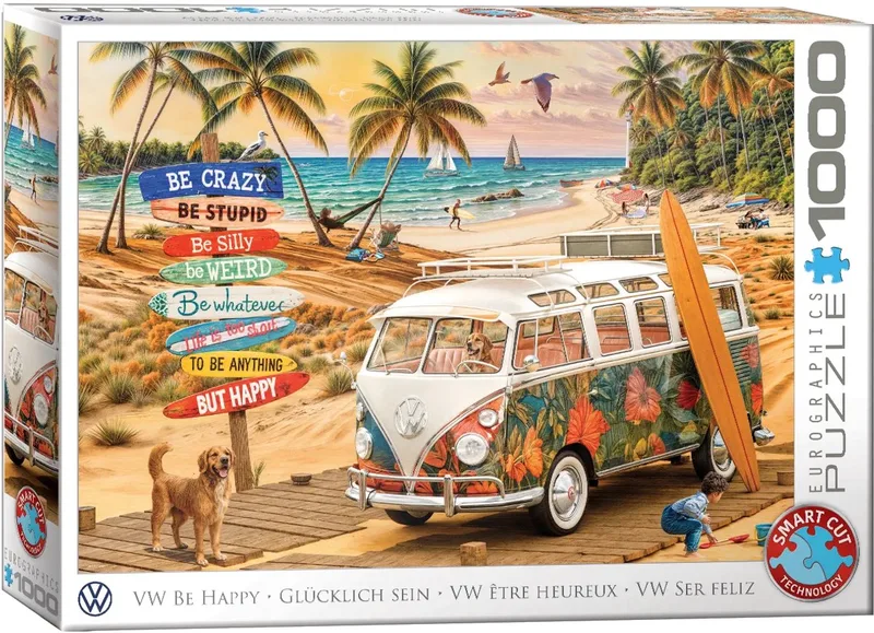 VW Gelukkig zijn [BE Happy] - 1000 stukjes 68×48cm (b×h) - Legpuzzel von Eurographics, Ausgabe Mehrfarbig – Schachtel 1 von 2