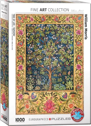 Wandtapijt De levensboom [Tree of Life Tapestry] - William Morris - 1000 stukjes 48×68cm (b×h) - Fine Art Legpuzzel van Eurographics, editie Meerkleurig – doos 1 van 2