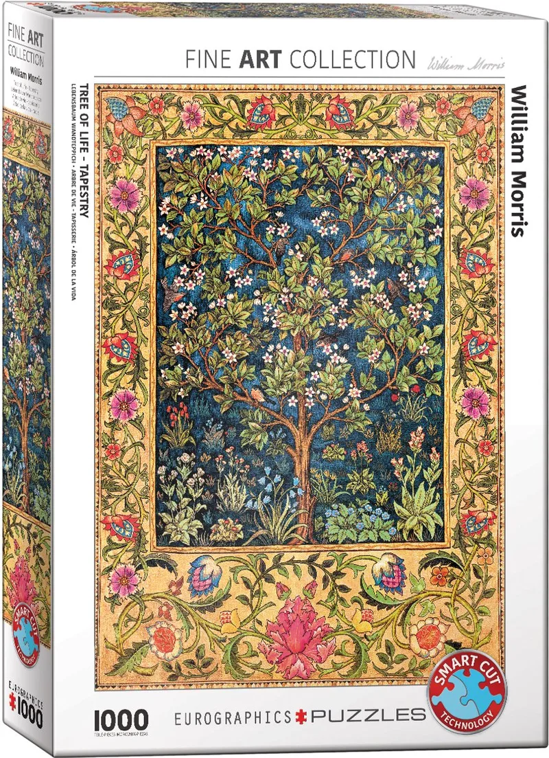 Wandtapijt De levensboom [Tree of Life Tapestry] - William Morris - 1000 stukjes 48×68cm (b×h) - Fine Art Legpuzzel van Eurographics, editie Meerkleurig – doos 1 van 2