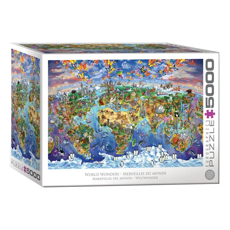 Wereldwonderen [World Wonders] - Maria Rabinky - 5000 stukjes 101,5×152,5cm (b×h) - Legpuzzel von Eurographics, Ausgabe Mehrfarbig – Schachtel 1 von 2