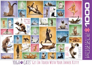 Yoga Katten [Yoga Cats] - 1000 stukjes 68×48cm (b×h) - Legpuzzel de Eurographics, édition Multicolore – boîte 1 sur 2