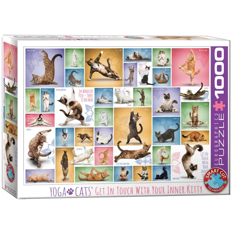 Yoga Katten [Yoga Cats] - 1000 stukjes 68×48cm (b×h) - Legpuzzel de Eurographics, édition Multicolore – boîte 2 sur 2