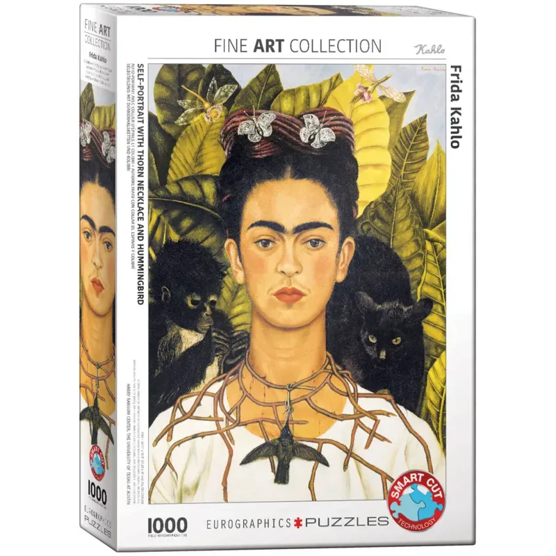 Zelfportret met Doornenketting [Autorretrato con collar de espinas] - Frida Kahlo - 1000 stukjes 48×68cm (b×h) - Fine Art Legpuzzel de Eurographics, édition Multicolore – boîte 2 sur 2