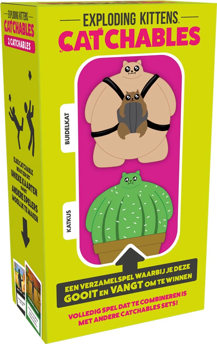 Catchables - Exploding Kittens - Uitbreiding Katkus & Buidelkat - Familiespel - Partygame fra Exploding Kittens – æske