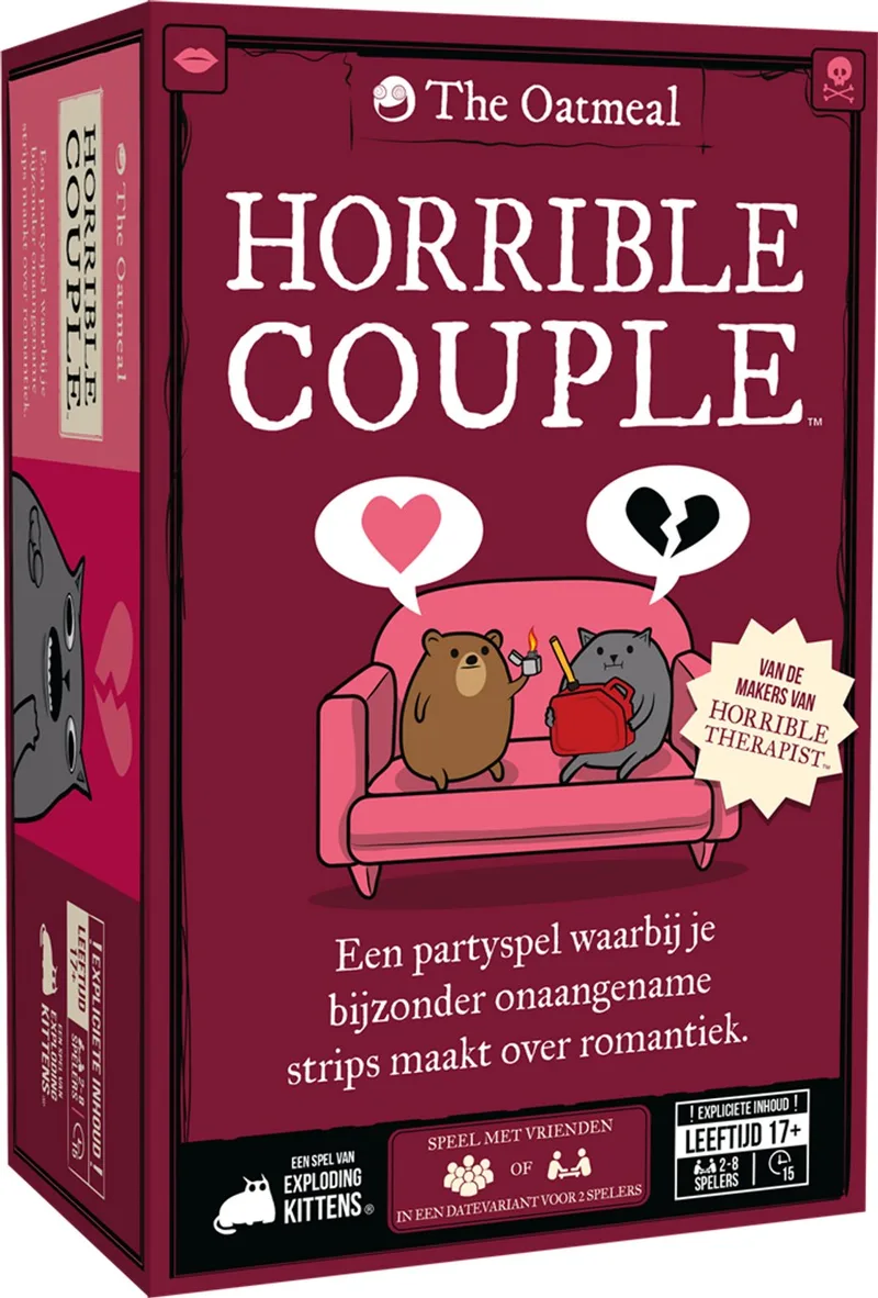 Horrible Couple | Kaartspel van Exploding Kittens | Nederlandse Versie | Partyspel voor Volwassenen | 2 tot 8 Spelers | Vanaf 17 Jaar van Exploding Kittens – doos