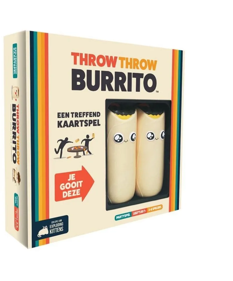 Throw Throw Burrito – Exploding Kittens - Hilarisch Partyspel – Kaartspel voor Familie en Vrienden - Gooi met Squishy Burrito's! - Nederlandstalig de Exploding Kittens – boîte