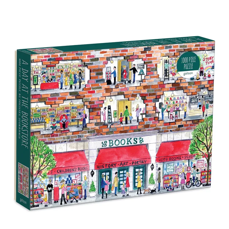 Michael Storrings A Day at the Bookstore 1000 Piece Puzzle de Galison, édition Multicolore – boîte