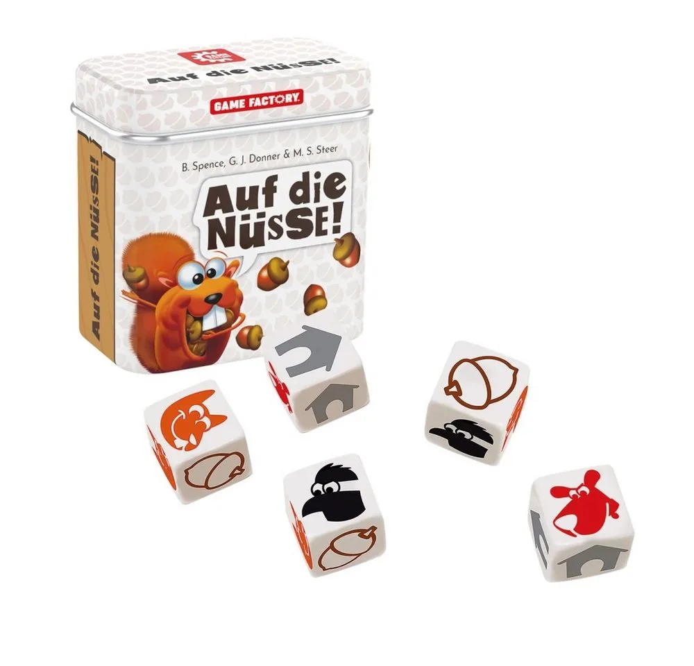 Spiel auf die Nüsse, Familienspiel, Würfelspiel, Reisespiel, Familienspiel & Würfelspiel mit einfachen Regeln von Game Factory – Schachtel