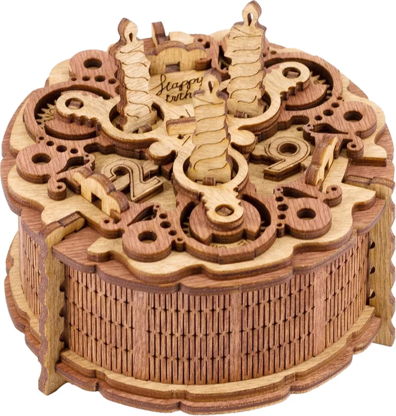 Birthday Cake Puzzel - Secret box - Geronimo Games - Idevnture - 3 Puzzels - Gemaakt van Hout fra Geronimo Games – æske