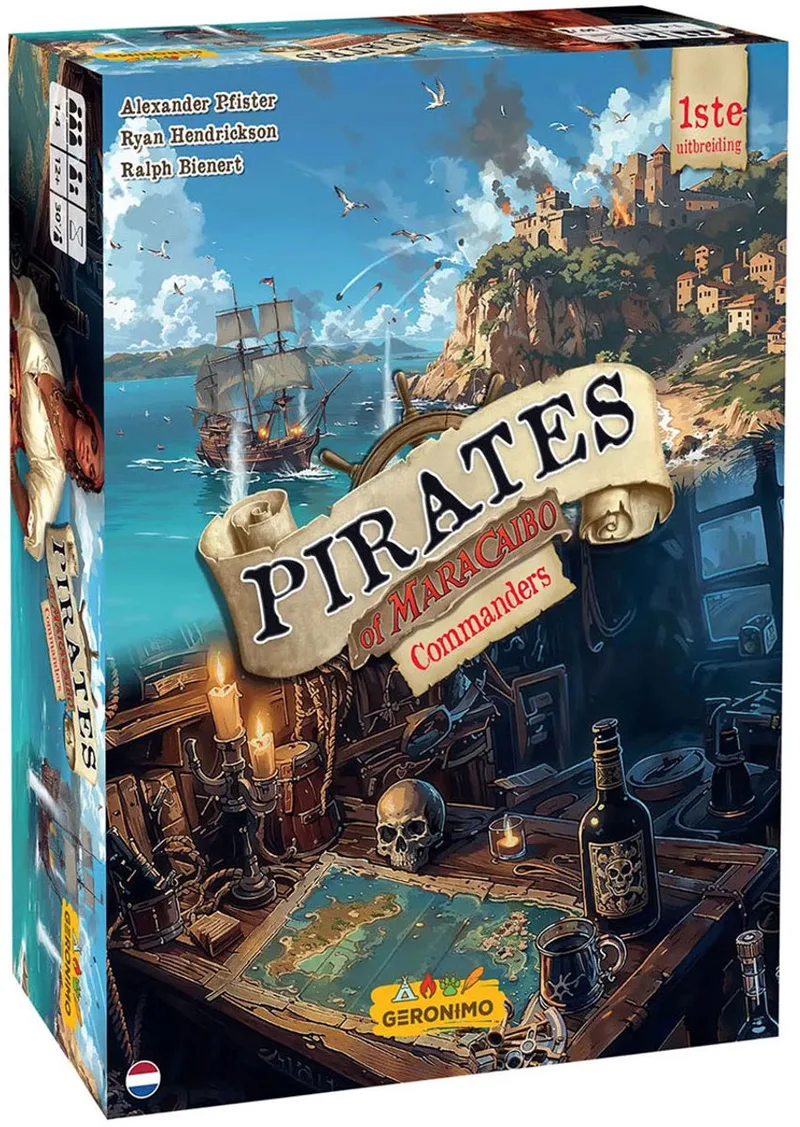 bordspel uitbreiding Pirates of Maracaibo Commanders. fra Geronimo Games – æske