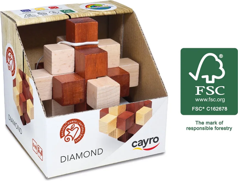 Cayro - Diamond Diamant Puzzel - Hout - Breinbreker - 10x10 CM - Geschikt vanaf 6 Jaar fra Geronimo Games – æske