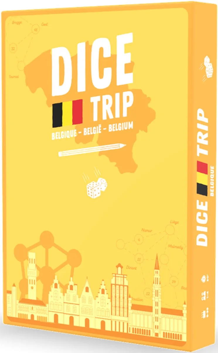 Helvetiq Dice Trip - Belgium * Roll & Write - pocket dobbelspel from Geronimo Games, Geel edition – box